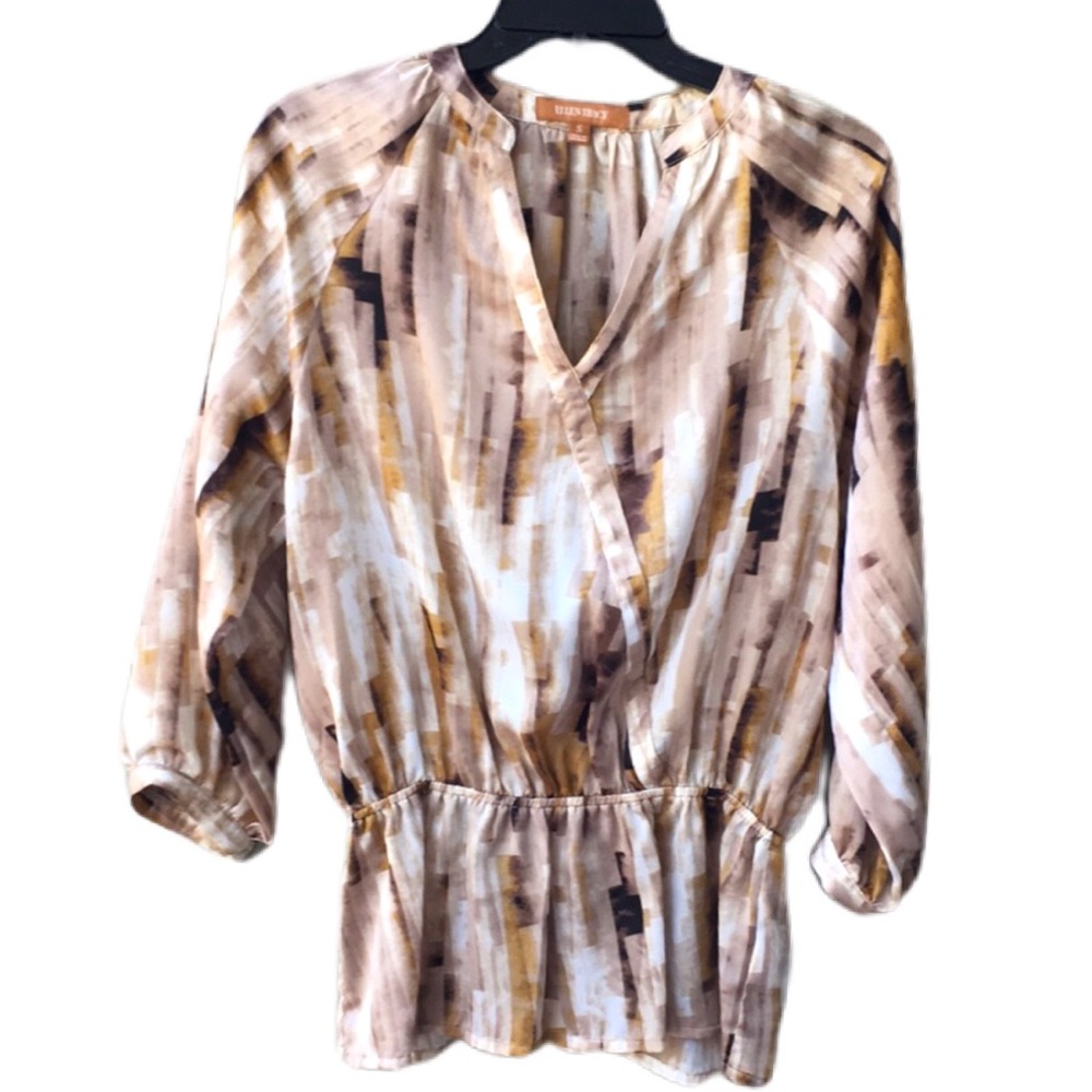 Ellen Tracy, Mock-wrap, Gathered Waist Blouse, Sm-Med